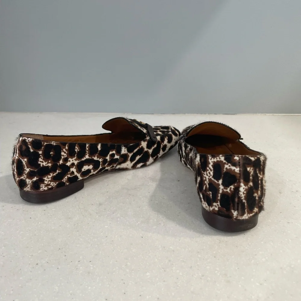 Tory Burch Miller Logo Leopard Calf Hair Loafers | Size 6 | Authentic